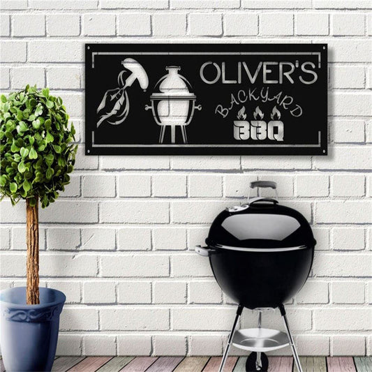 Personalized Backyard Metal Sign, Metal Wall Sign, Barbecue Metal Sign, Metal Wall Art, Gift For Him, Dad's Birhtday
