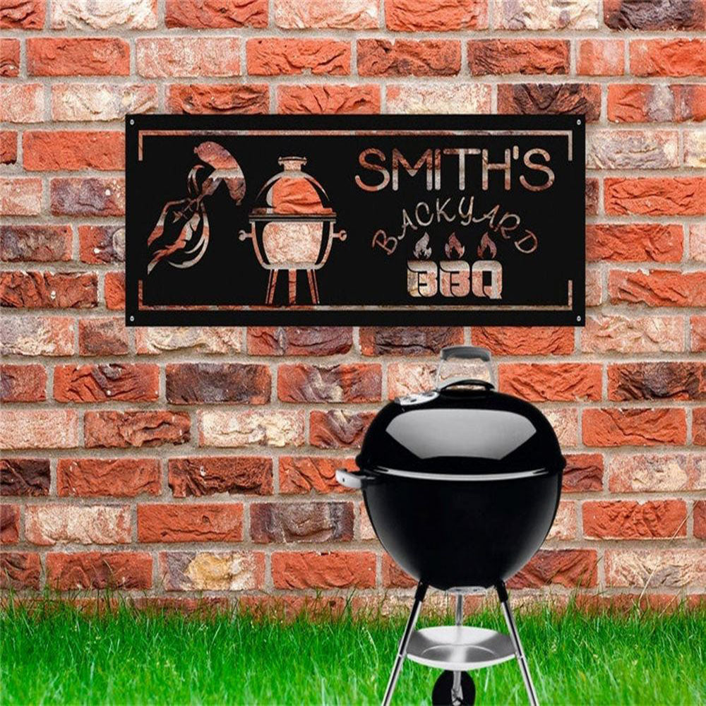 Personalized Backyard Metal Sign, Metal Wall Sign, Barbecue Metal Sign, Metal Wall Art, Gift For Him, Dad's Birhtday