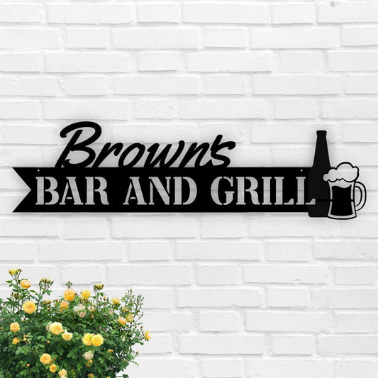 Personalized Bar Metal Sign, Home Bar Sign, Man Cave Sign, Bar And Grill Sign, Backyard Bbq Metal Sign, Anniversary Gift, Gifts For Dad