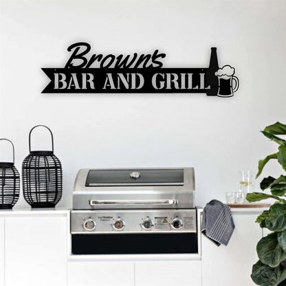 Personalized Bar Metal Sign, Home Bar Sign, Man Cave Sign, Bar And Grill Sign, Backyard Bbq Metal Sign, Anniversary Gift, Gifts For Dad
