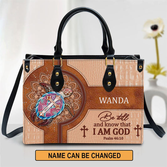 Personalized Be Still And Know That I Am God Special Leather Bag, Christian Pu Leather Bags For Women
