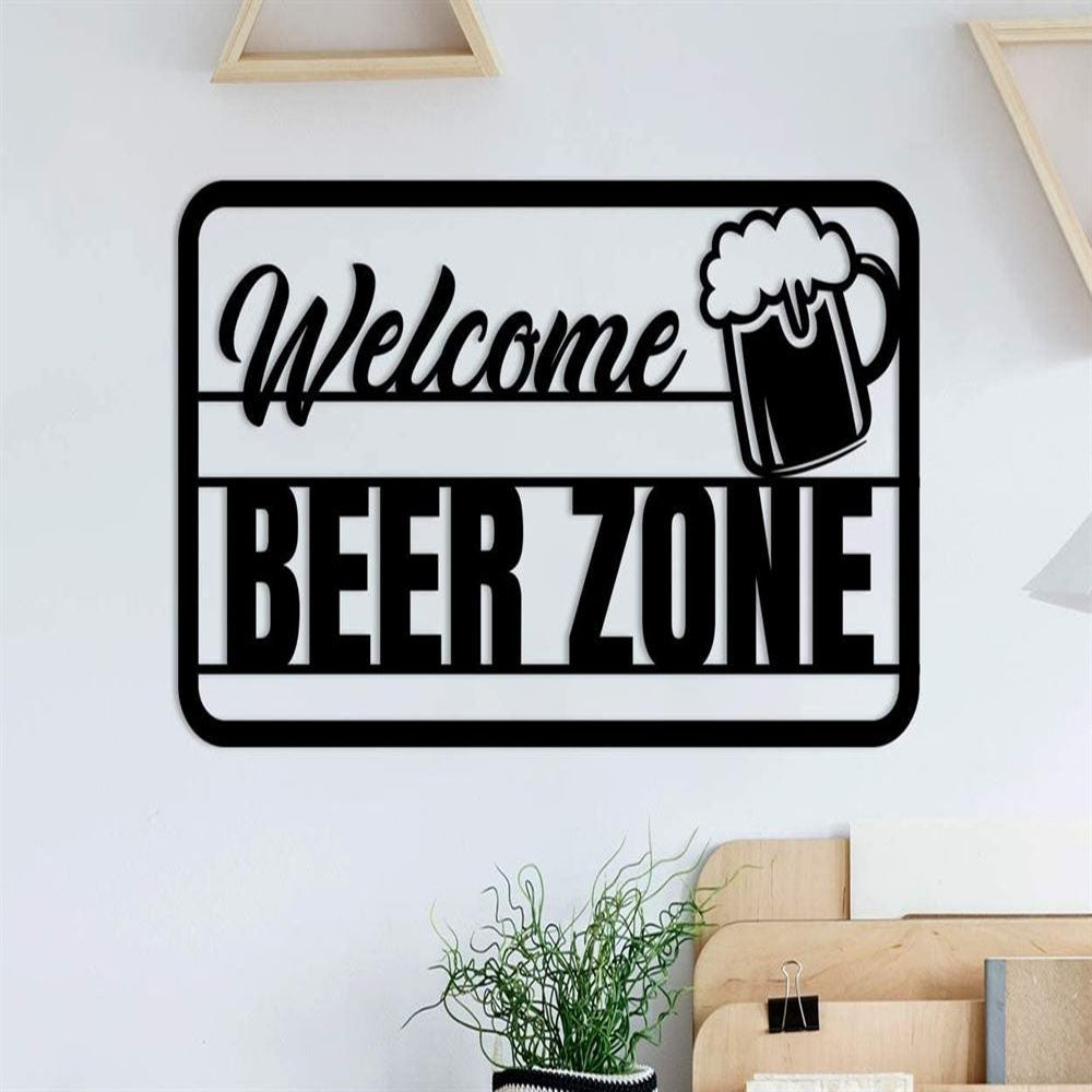 Personalized Beer Bar Metal Wall, Welcome Beer Zone Metal Sign, Beer Bar Decor Sign For Bar, Beer Bar Door Hanger