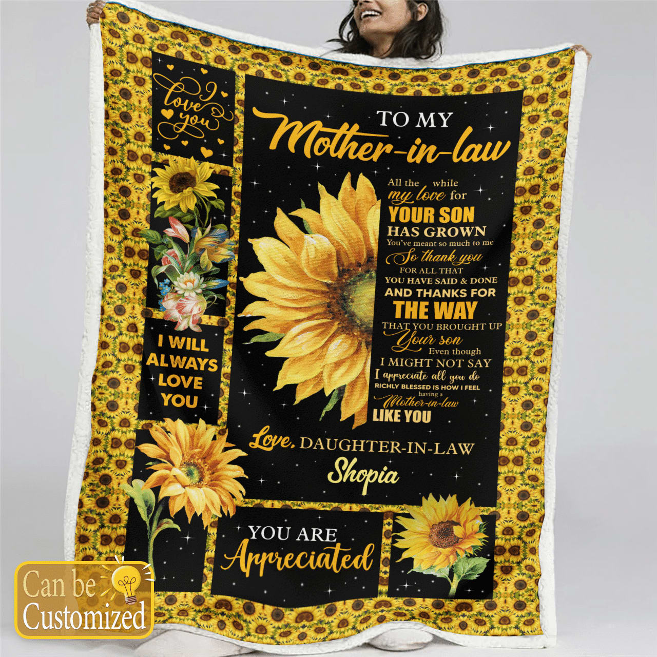 Personalized Blanket For Mother In Law All The While My Love For Your Son Custom Name Blanket Mother's Day, Birthday Gift