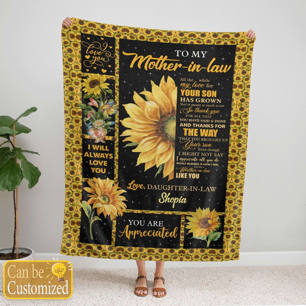 Personalized Blanket For Mother In Law All The While My Love For Your Son Custom Name Blanket Mother's Day, Birthday Gift