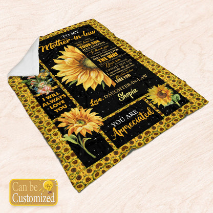 Personalized Blanket For Mother In Law All The While My Love For Your Son Custom Name Blanket Mother's Day, Birthday Gift