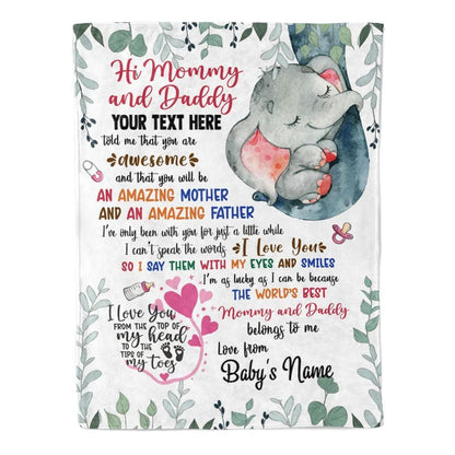 Personalized Blanket For New Mom Dad Cute Baby Elephant Girl Top Of My Heart From Baby Blanket, Mother's Day Blanket, Birthday Gift