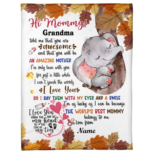 Personalized Blanket For New Mom From Baby Baby Pink Elephant Autumn Season Blanket, Mother's Day Blanket, Birthday Gift