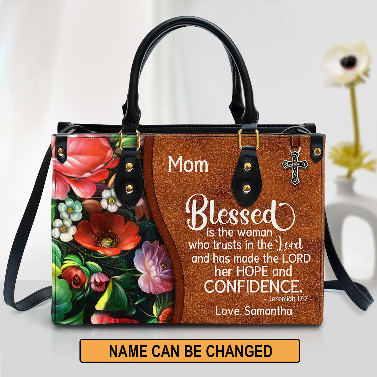 Personalized Blessed Is The Woman Who Trusts In The Lord Special Leather Bag, Christian Pu Leather Bags For Women