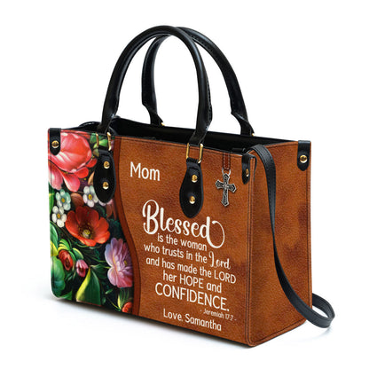 Personalized Blessed Is The Woman Who Trusts In The Lord Special Leather Bag, Christian Pu Leather Bags For Women