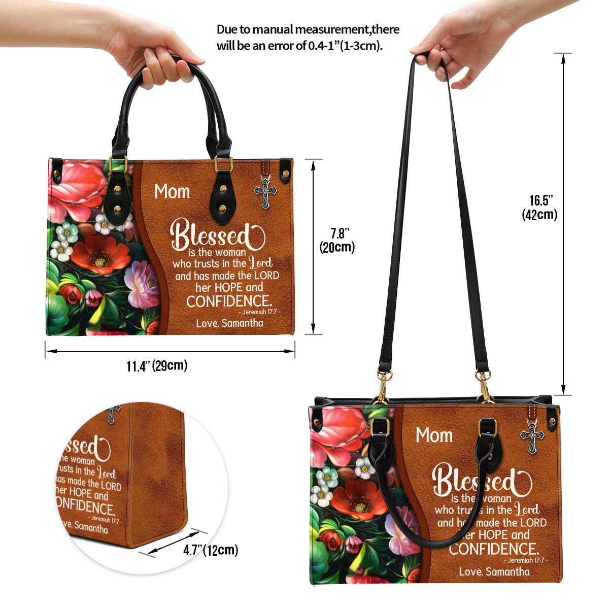Personalized Blessed Is The Woman Who Trusts In The Lord Special Leather Bag, Christian Pu Leather Bags For Women