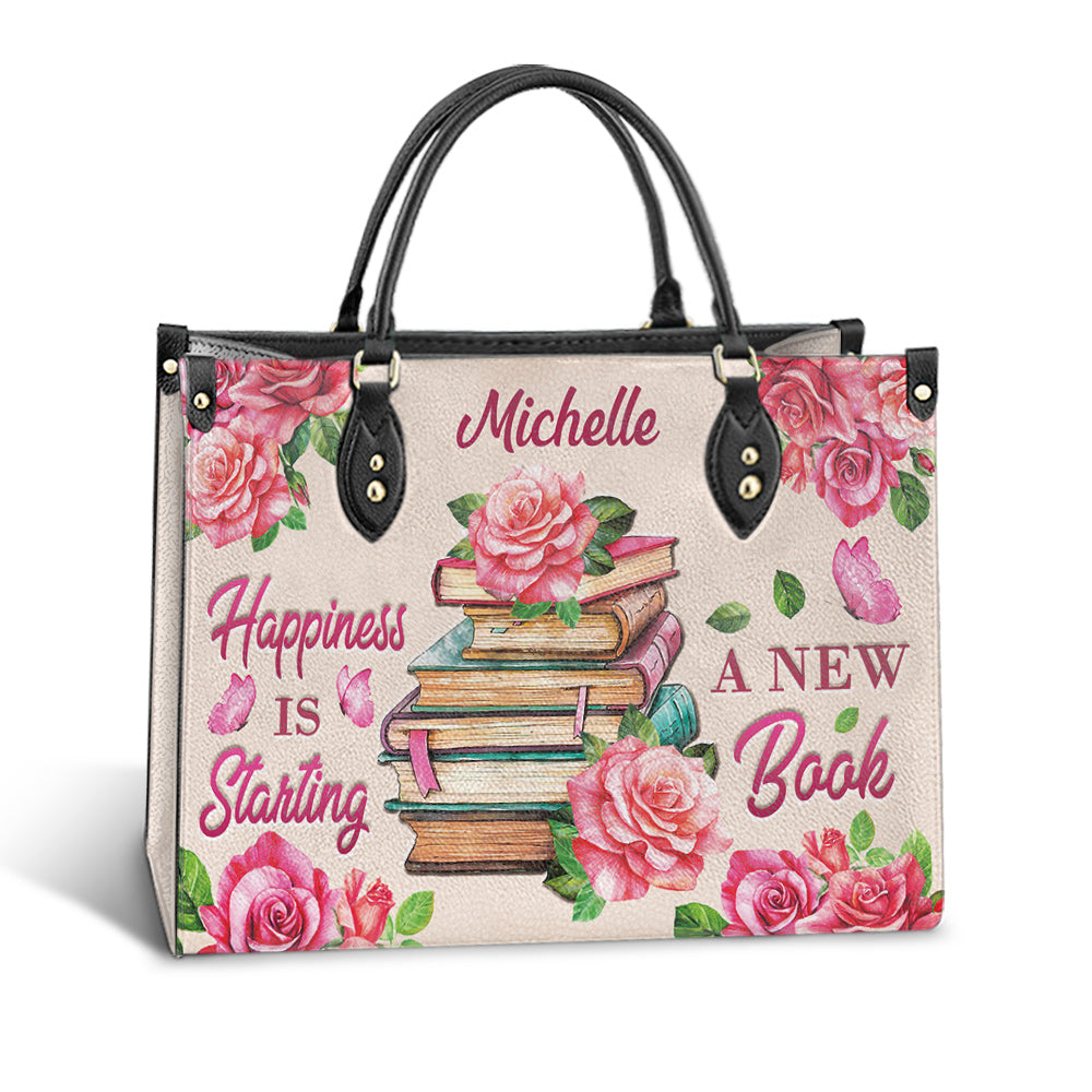 Personalized Book Happiness Is Starting A New Book Leather Bag, Women's Pu Leather Bag, Best Mother's Day Gifts