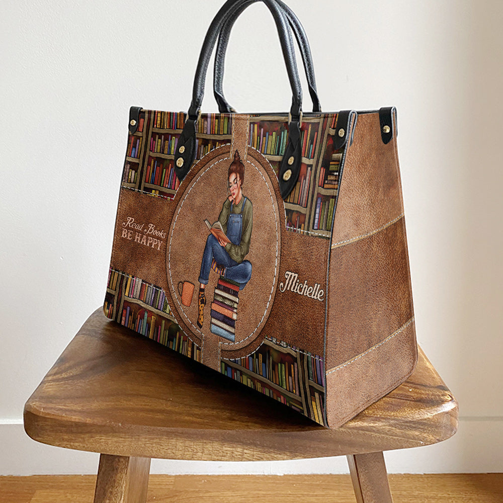 Personalized Book Lover Read Book Be Happy Leather Bag, Women's Pu Leather Bag, Best Mother's Day Gifts