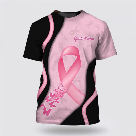 Personalized Breast Cancer Awareness All Over Print 3D T Shirt, Car Hope T Shirt For Breast Cancer Survivor, Breast Cancer Gift Ideas, Unisex T Shirt