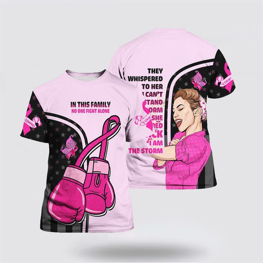 Personalized Breast Cancer Awareness Strong Girl All Over Print 3D T Shirt, Breast Cancer Gift Ideas, Unisex T Shirt