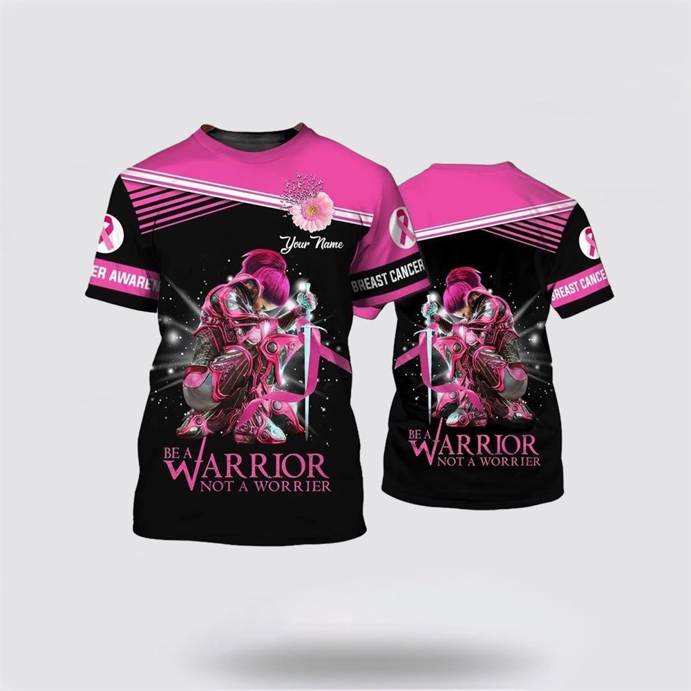 Personalized Breast Cancer Awareness Women All Over Print 3D T Shirt, Breast Cancer Gift Ideas, Unisex T Shirt