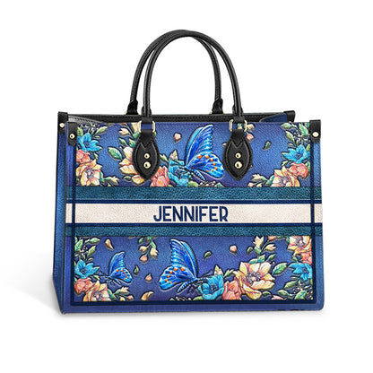 Personalized Butterfly Colorful Flower Leather Bag, Women's Pu Leather Bag, Best Mother's Day Gifts