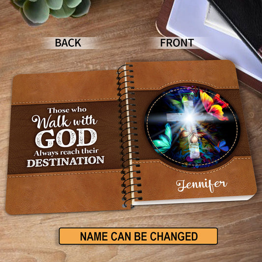 Personalized Butterfly Spiral Notebook Those Who Walk With God Always Reach Their Destination, Christian Spiral Notebooks
