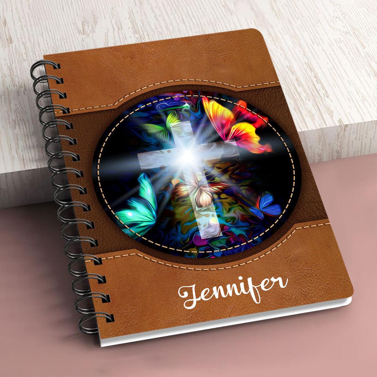 Personalized Butterfly Spiral Notebook Those Who Walk With God Always Reach Their Destination, Christian Spiral Notebooks