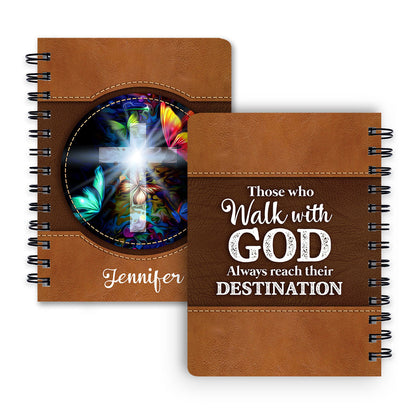 Personalized Butterfly Spiral Notebook Those Who Walk With God Always Reach Their Destination, Christian Spiral Notebooks