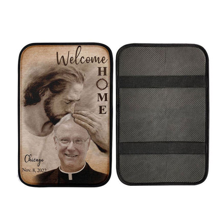 Personalized Car Armrest Pad Safe In God's Arms - Custom Welcome Home Car Center Console Cover - Digital File