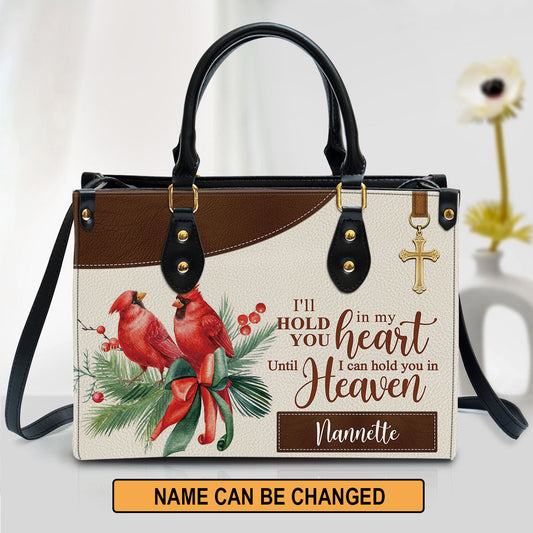 Personalized Cardinal Bird Leather Handbag, I‘ll Hold You In My Heart Leather Bag, Gifts For Women Of God