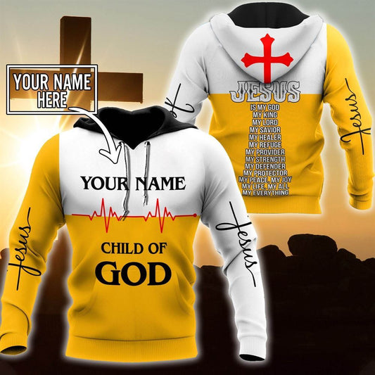 Personalized Child Of God Jesus Is My God My King God 3D Hoodie For Man And Women, Jesus Printed 3D Hoodie