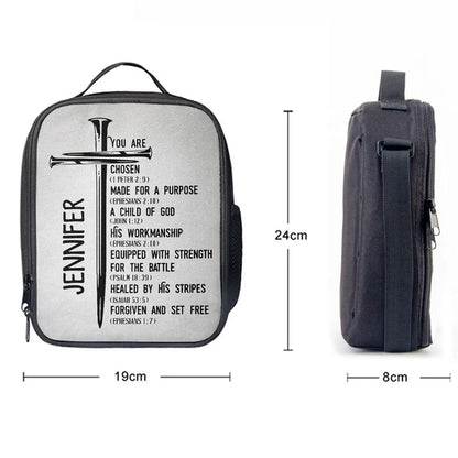 Personalized Chosen Made For A Purpose Child Of God Lunch Bag, Bible Verse Lunch Bag For Men And Women