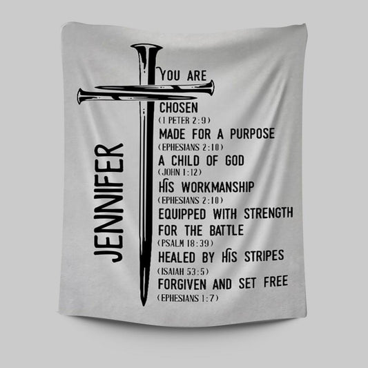 Personalized Chosen Made For A Purpose Child Of God Tapestry Wall Art - Inspirational Tapestry Art - Christian Wall Decor