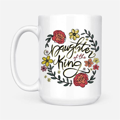 Personalized Christian Coffee Mug, Daughter Of The King Flowers, Christian Mug, Bible Mug, Faith Gift, Encouragement Gift