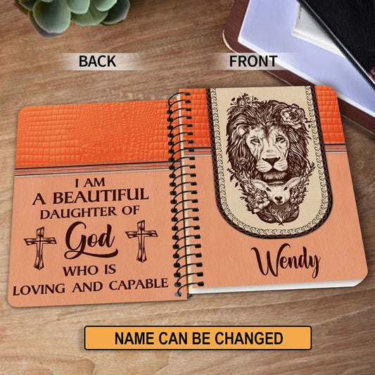 Personalized Christian Spiral Journal I Am A Beautiful Daughter Of God, Christian Art Gifts Journal