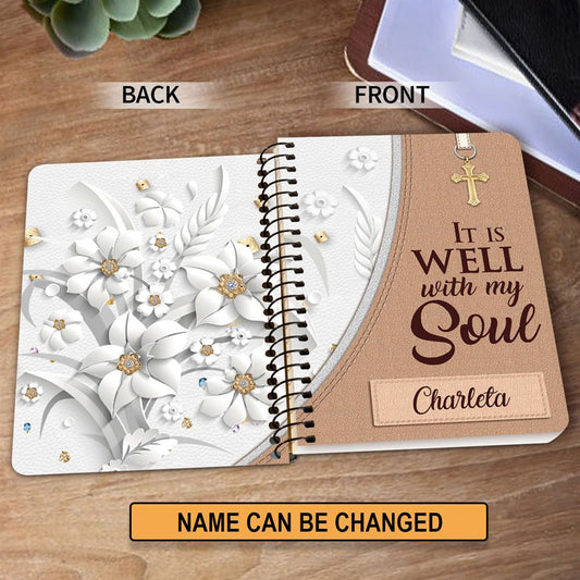 Personalized Christian Spiral Journal It Is Well With My Soul, Christian Art Gifts Journal
