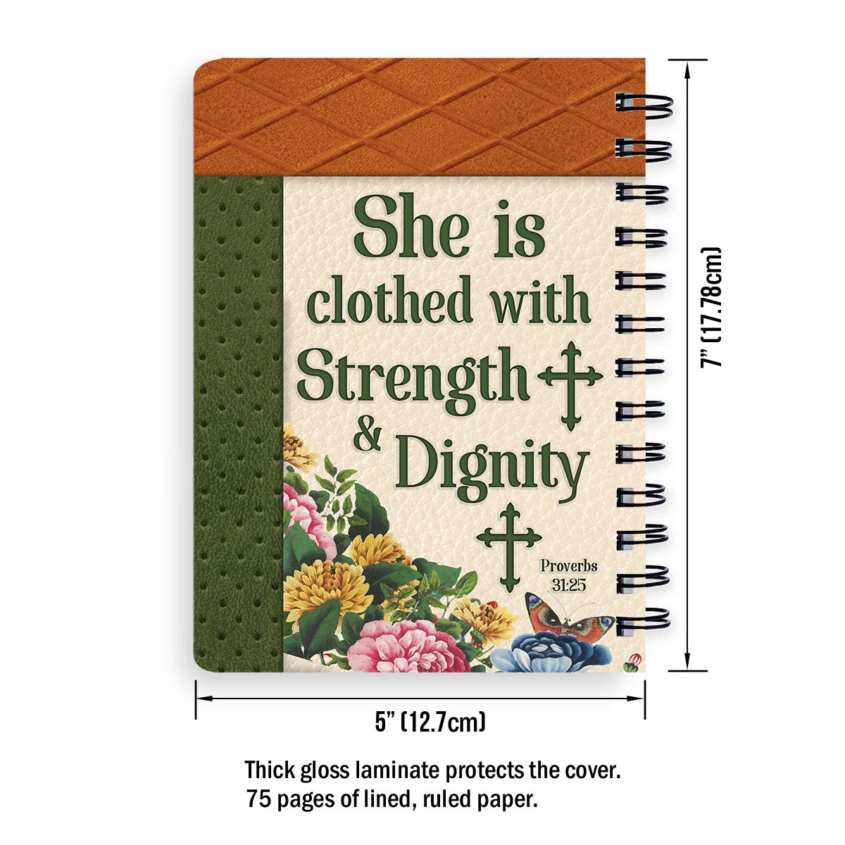 Personalized Christian Spiral Notebook She Is Clothed With Strength And Dignity, Christian Spiral Notebooks