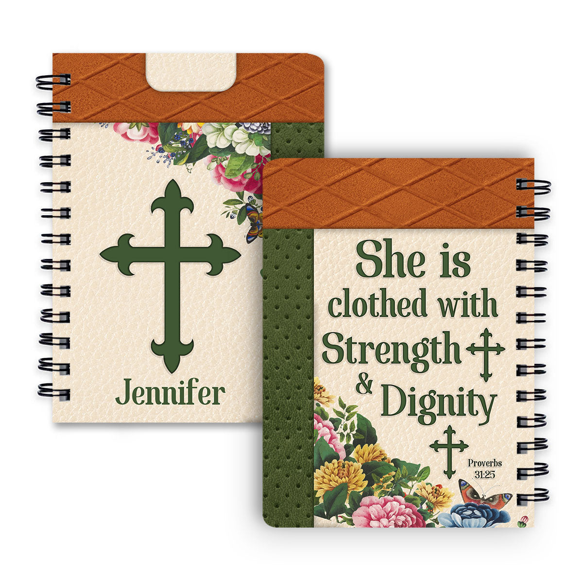 Personalized Christian Spiral Notebook She Is Clothed With Strength And Dignity, Christian Spiral Notebooks