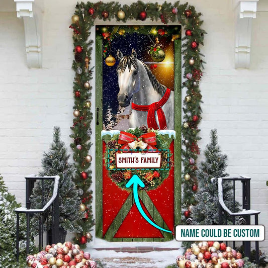 Personalized Christmas Horse Door Cover, Christmas Door Knob Covers, Christmas Outdoor Decoration