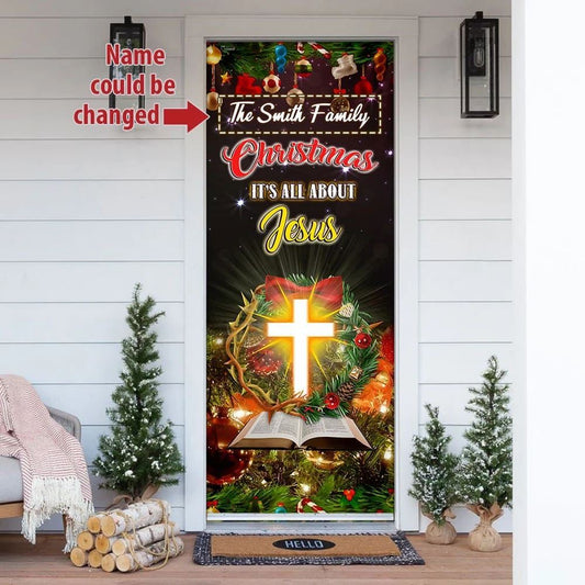 Personalized Christmas It's All About Jesus Door Cover, Christian Door Decor, Door Christian Church, Christian Door Plaques