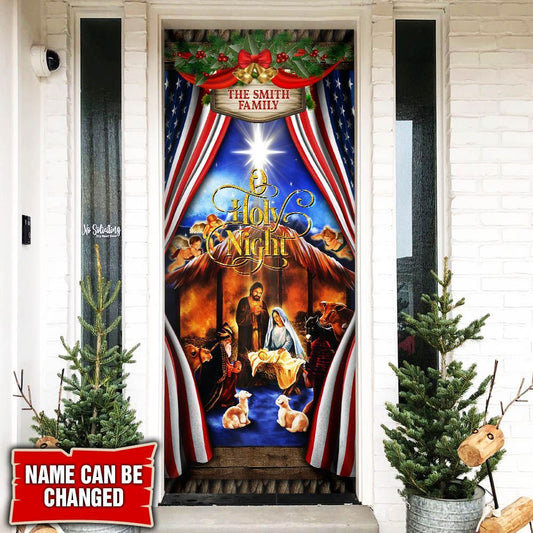Personalized Christmas Silent Night, Jesus Is Born Door Cover, Christian Door Decor, Door Christian Church, Christian Door Plaques