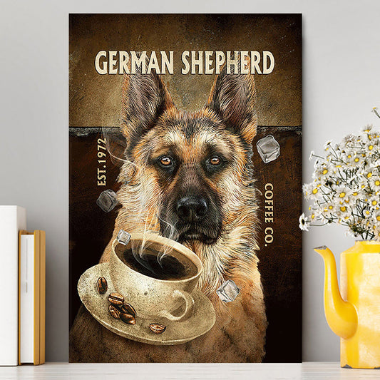 Personalized Coffee German Shepherd Canvas - Christian Wall Art - Religious Home Decor
