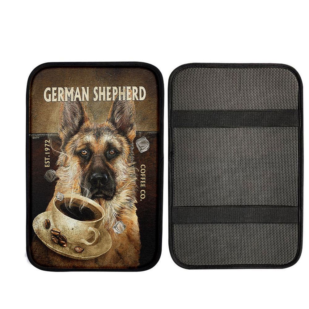 Personalized Coffee German Shepherd Car Armrest Pad, Christian Gift Car Armrest Pad