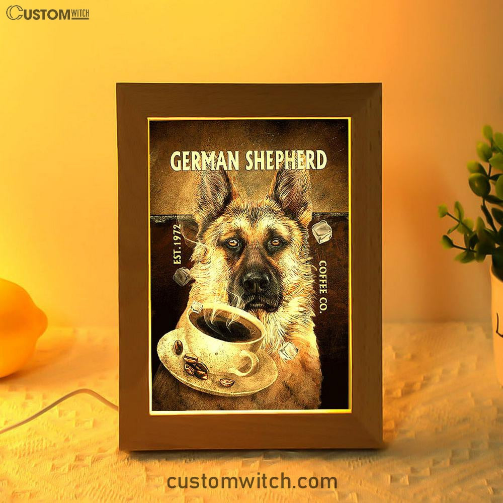 Personalized Coffee German Shepherd Frame Lamp - Christian Art - Religious Home Decor