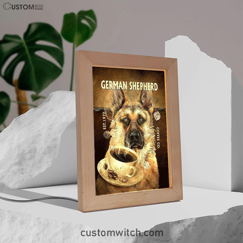 Personalized Coffee German Shepherd Frame Lamp - Christian Art - Religious Home Decor