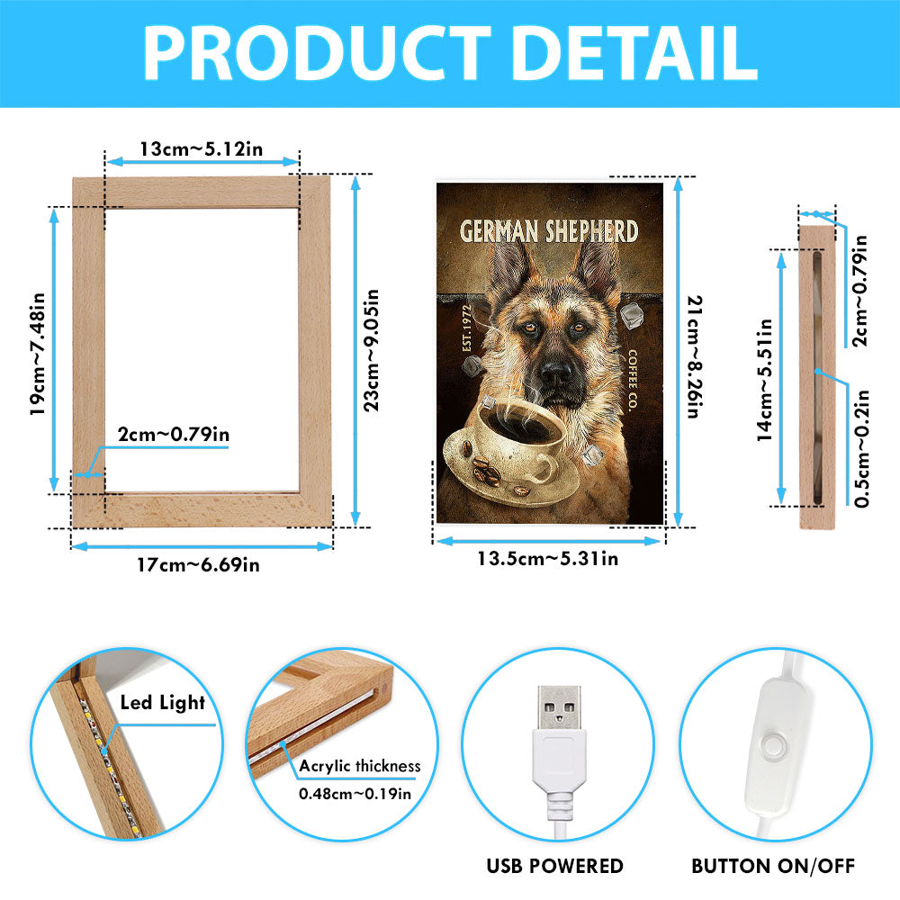 Personalized Coffee German Shepherd Frame Lamp - Christian Art - Religious Home Decor