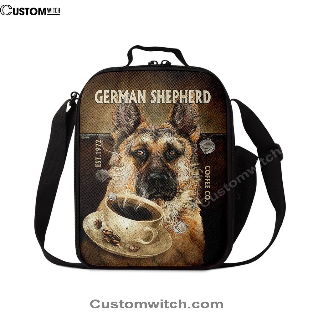 Personalized Coffee German Shepherd Lunch Bag, Bible Verse Lunch Bag For Men And Women