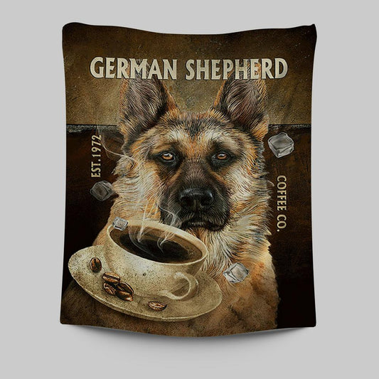 Personalized Coffee German Shepherd Tapestry - Christian Wall Art - Religious Home Decor