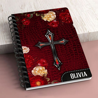 Personalized Cross Spiral Notebook Love Is Spoken Here, Christian Spiral Notebooks