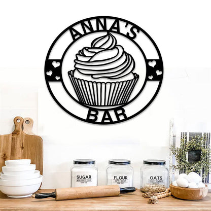 Personalized Cupcake Bar Metal Sign, Metal Wall Cupcake Baking, Wall Decor Baking Art, Bakery Wall Art, Baking Sign