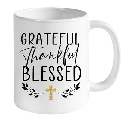 Personalized Custom Mugs, Grateful Thankful Blessed Coffee Mug, Christian Mug, Bible Mug, Faith Gift, Encouragement Gift