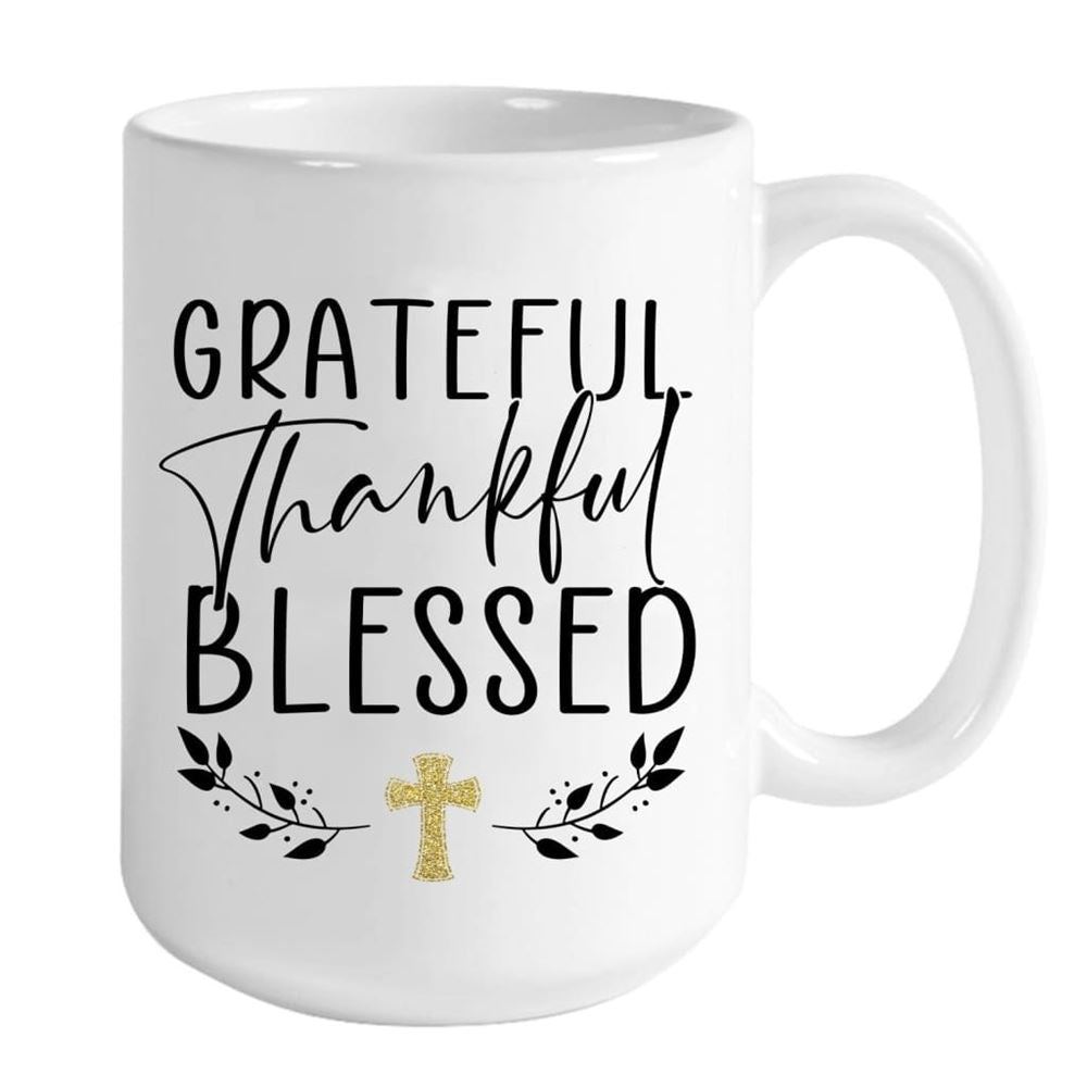 Personalized Custom Mugs, Grateful Thankful Blessed Coffee Mug, Christian Mug, Bible Mug, Faith Gift, Encouragement Gift