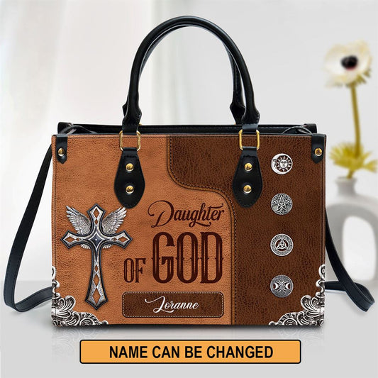 Personalized Daughter Of God Leather Bag, Christian Pu Leather Bags For Women