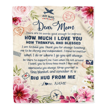 Personalized Dear Mom Blanket From Daughter Son Child There are No Words Good Enough to Express Flower, Mother's Day Blanket, Mothers Day Birthday