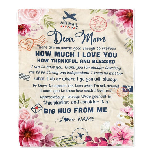 Personalized Dear Mom Blanket From Daughter Son Child There are No Words Good Enough to Express Flower, Mother's Day Blanket, Mothers Day Birthday